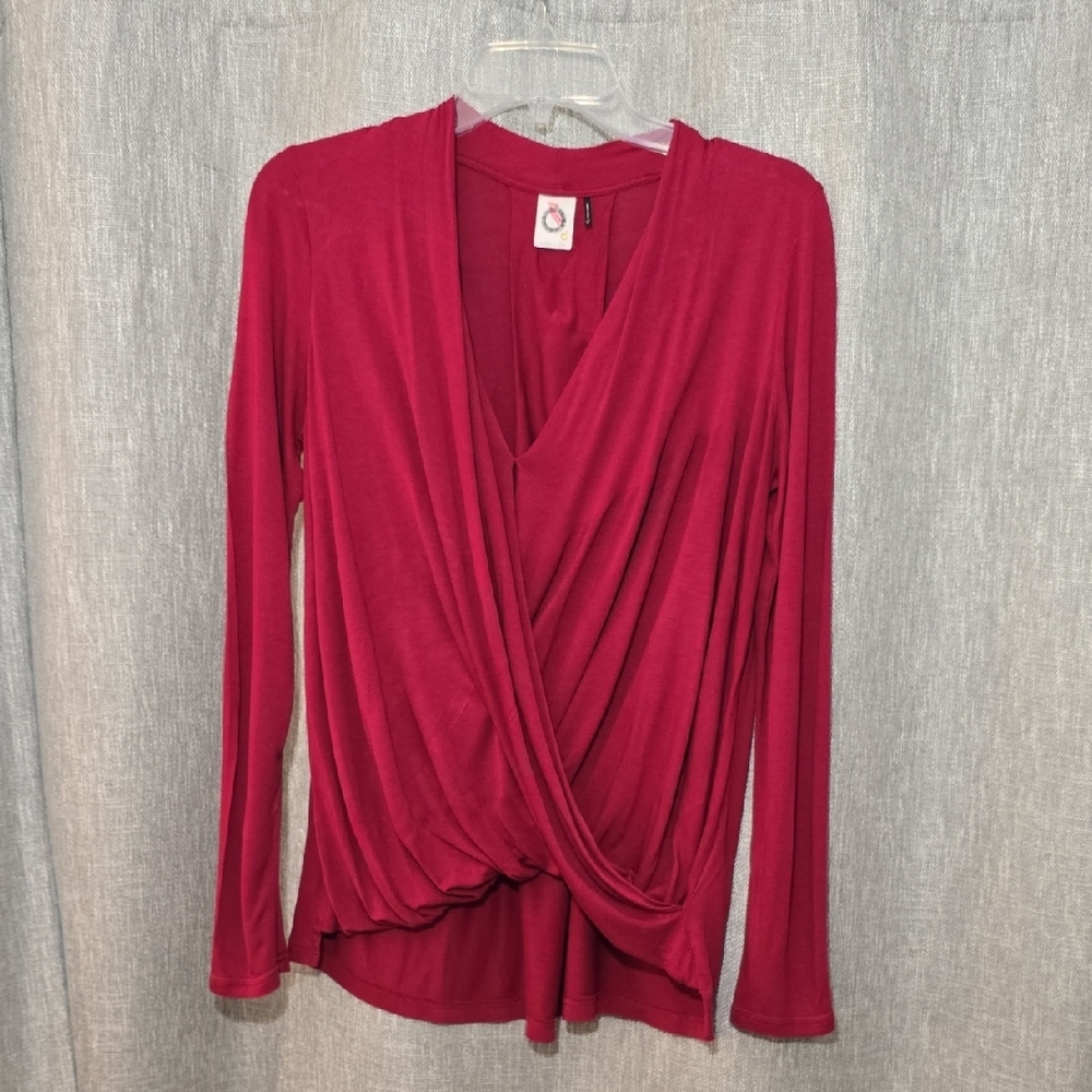 Anthropology Akemi + Kin Women's Red Draped Long Sleeve Size XS